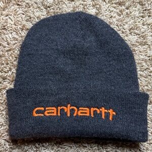 Carhartt Charcoal Beanie with Orange Logo